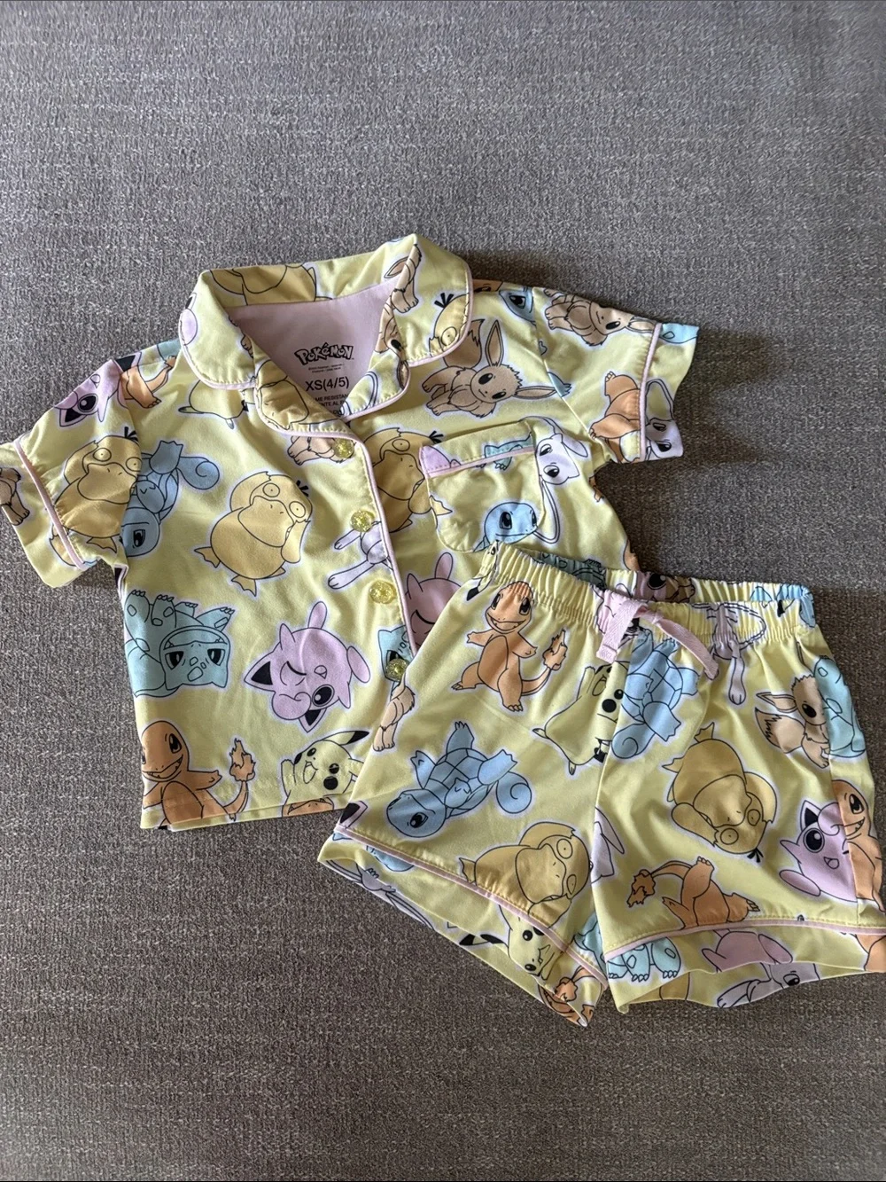 POKÉMON Girls Pajama Set Shorts and Top EUC Size 4/5 Adorable!!